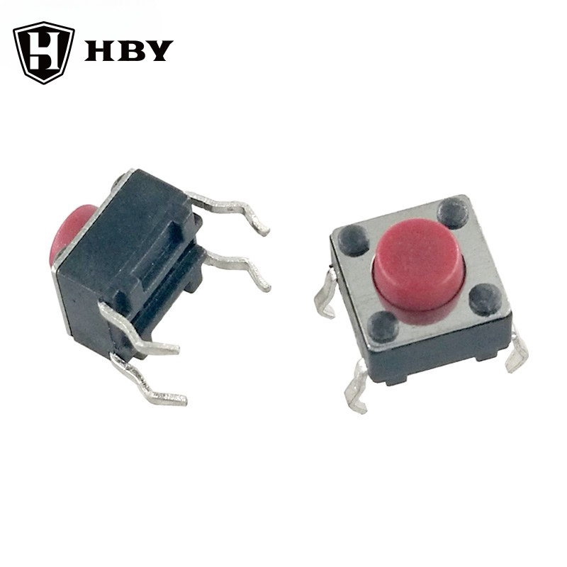 100 ชิ้นปุ่มสีแดง 4Pins Tactile Push Button Switches Tact Switch 6 x 6 x 5 มม. DIP-4 – โปรปัง