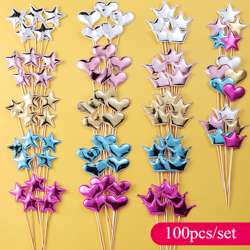 100ชิ้น/เซ็ตเค้กวันเกิดตกแต่งอินเทอร์เน็ตที่มีชื่อเสียงปู่ห้ามุมดาวขนาดเล็กเครื่องประดับอบตกแต่งปลั๊กอิน