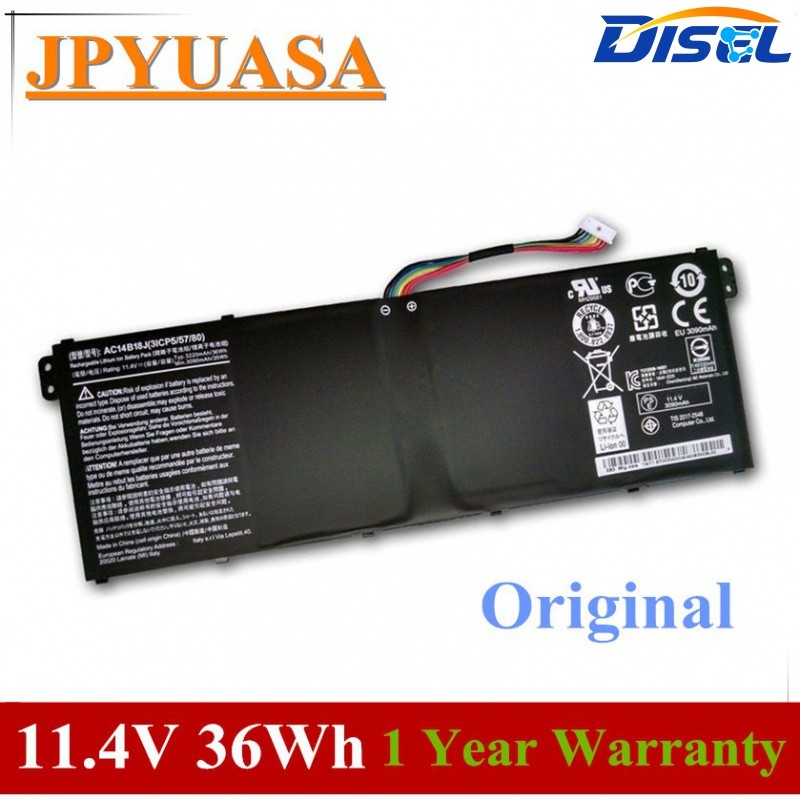 ✿แบตเตอรี่แล็ปท็อป ac14b13j สำหรับ ACER Aspire ES1-511 ES1-512 V3 Ac14b18j