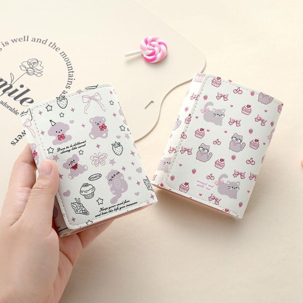 กระเป๋าสตางค์ใบสั้น ลายการ์ตูน Kitty ทำจากหนัง PU พร้อมโบว์ สำหรับใส่บัตรและเหรียญ น่ารักๆ - รูปที่ 3