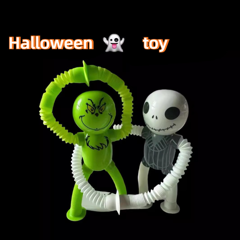 ฮาโลวีนส่องสว่างยืดหลอดปริศนานวนิยายของเล่นบีบอัดการ์ตูนถ้วยดูดหลอดกล้องส่องทางไกลไข่กะโหลกของเล่นเด็กของขวัญเล่นตลกของเ - รูปที่ 2