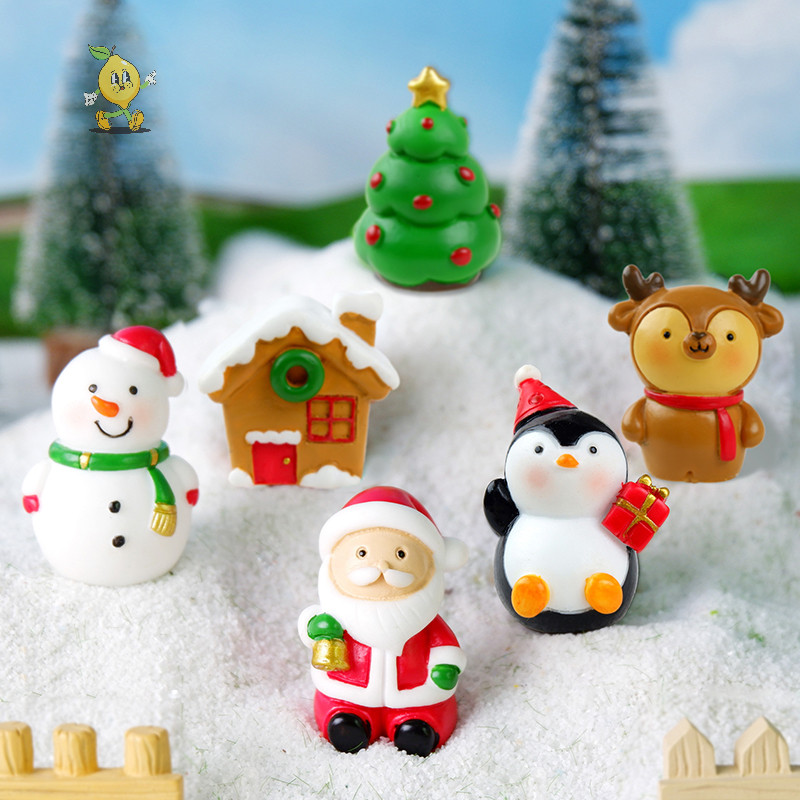 [mozh] การ์ตูนต้นคริสต์มาส Snowman Santa Claus Micro ภูมิทัศน์เครื่องประดับตกแต่งเรซินตุ๊กตาน่ารักอุปกรณ์ทําสวน [TH]