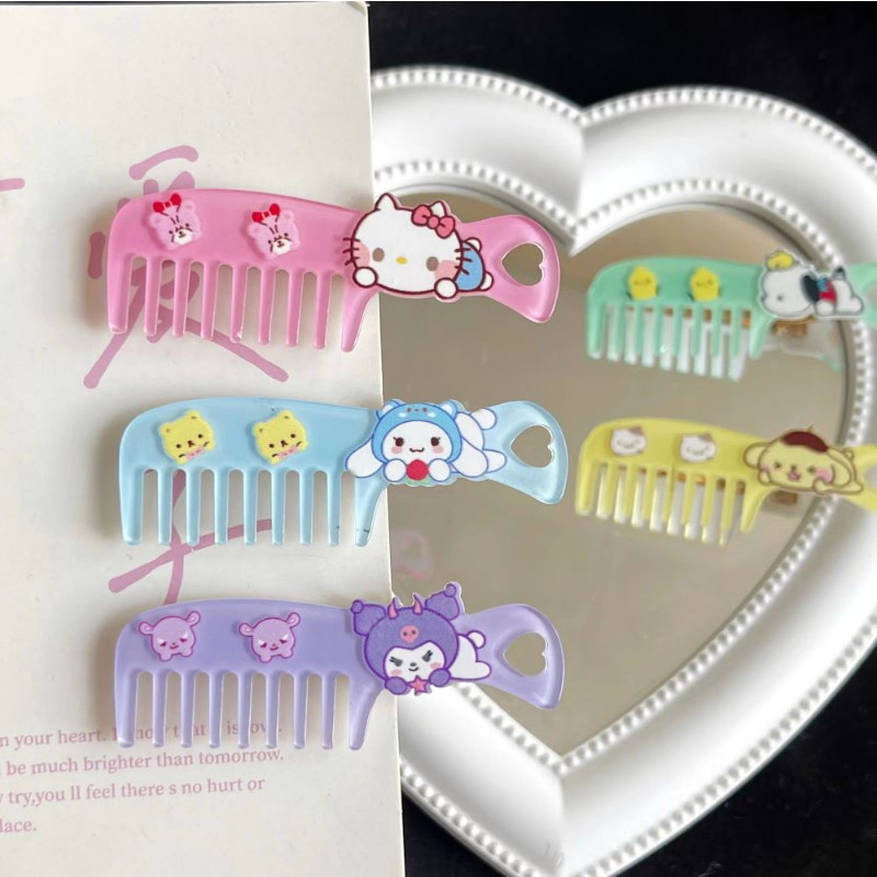 Sanrio Series Hairpin น่ารัก Kitty Cat Hairpin หญิง Kuromi Pacha สุนัข Melody หวี Hairpin