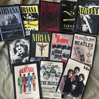 ตัวรีดติดเสื้อ วงดนตรี ร็อค วินเทจ พังค์ ผ้าแคนวาสพิมพ์ลาย ต…