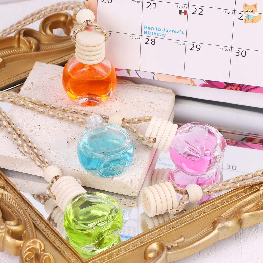 [VI] 20 ชิ้น 8 Ml แขวนรถ Air Freshener Diffuser ทรงกระบอกรูปร่างแก้วใสที่ว่างเปล่า Essential Diffuser ขวดรถ Air Fr TH