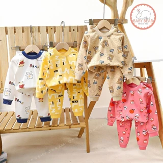 ใหม่ ชุดนอนแขนยาว ขายาว เสื้อผ้าเด็ก ชุดนอนกันหนาว ผ้าcotton Size73-110 cm