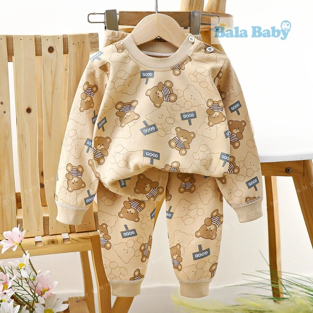 ชุดนอนแขนยาว ขายาว เสื้อผ้าเด็ก ชุดนอนกันหนาว ผ้าcotton Size73-110 cm CXT25 thumbnail 4