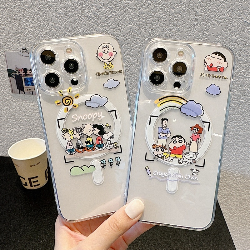 เคสโทรศัพท์แม่เหล็ก Snoopy สําหรับ iPhone16 15 14Pro 13 12 11 Pro Max กันกระแทก
