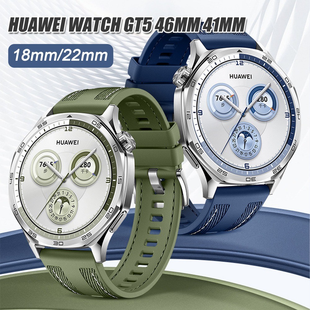 18/22 มม.ซิลิโคนไนลอนคอมโพสิตกีฬาสําหรับ Huawei นาฬิกา GT5/GT6 pro/GT4 46 มม.42 มม.41 มม.สายรัดข้อมือสร้อยข้อมือ Correa สําหรับ HUAWEI GT3 46 มม.