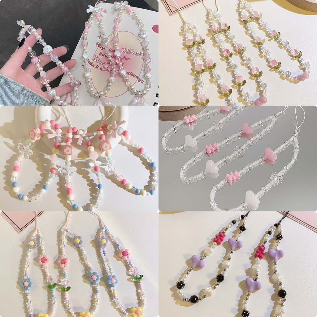 สายคล้องโทรศัพท์มือถือ สายคล้องมือ สายคล้องมือลูกปัด ประดับลูกปัดคริสตัล หลากสี แบบพกพาสําหรับเคสโทรศัพท์มือถือทุกรุ่น