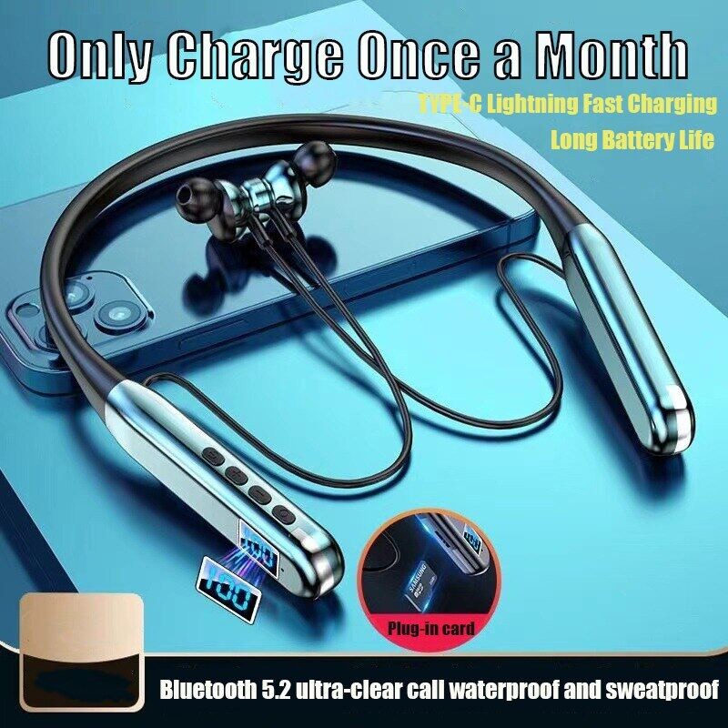 Bonine Original 200 ชั่วโมง Playtim หูฟังบลูทูธพร้อมไมโครโฟนการ์ด TF แม่เหล็กหูฟังแบบคล้องคอไร้สายที