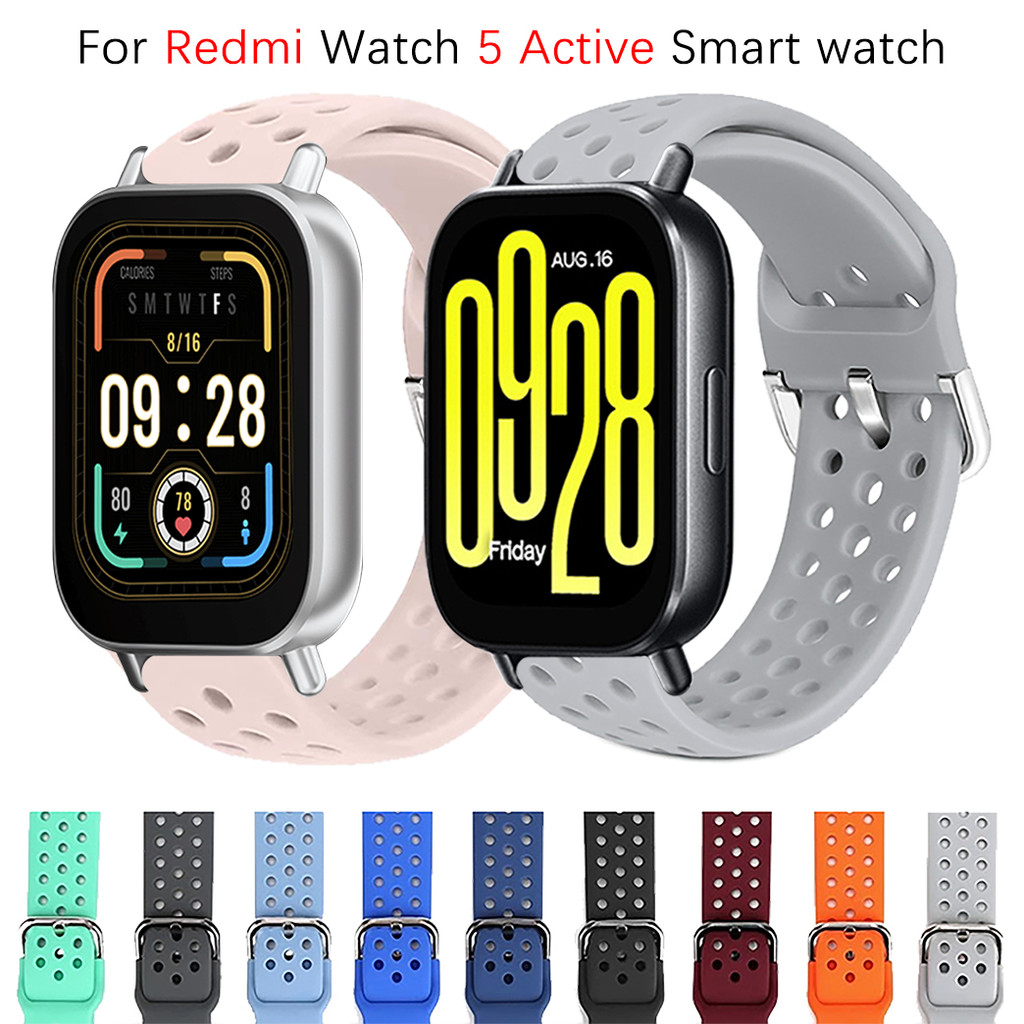 สายนาฬิกาซิลิโคนทดแทนสําหรับ Redmi watch 5 Active/Redmi watch 5 lite สร้อยข้อมือสมาร์ทวอทช์ สายรัดระบายอากาศ