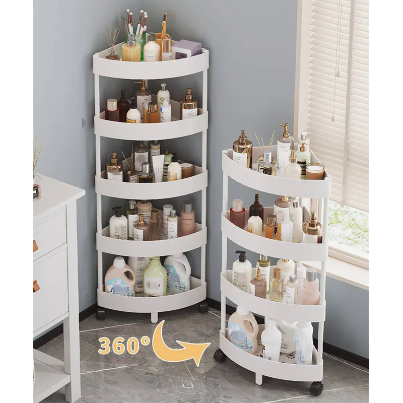Movable Bathroom Corner Triangle Shelf Floor-standing Multi-storey Bathroom Bathroom Storage Shelf C