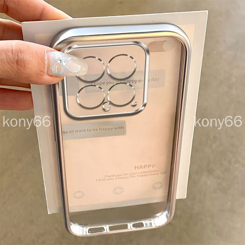 เคสโทรศัพท์ Xiaomi 14T Pro Xiaomi 13TPro Simple Electroplating ซิลิโคนใสรวมทุกอย่างขอบเคสนิ่มกันกระแทกเคสป้องกันอินเทรนด์