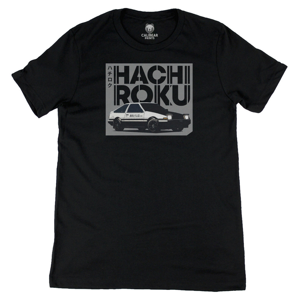 Hachi-Roku Corolla Trueno Ae86 Initial D Grey Minimalistic Anime Graphic Art Tee