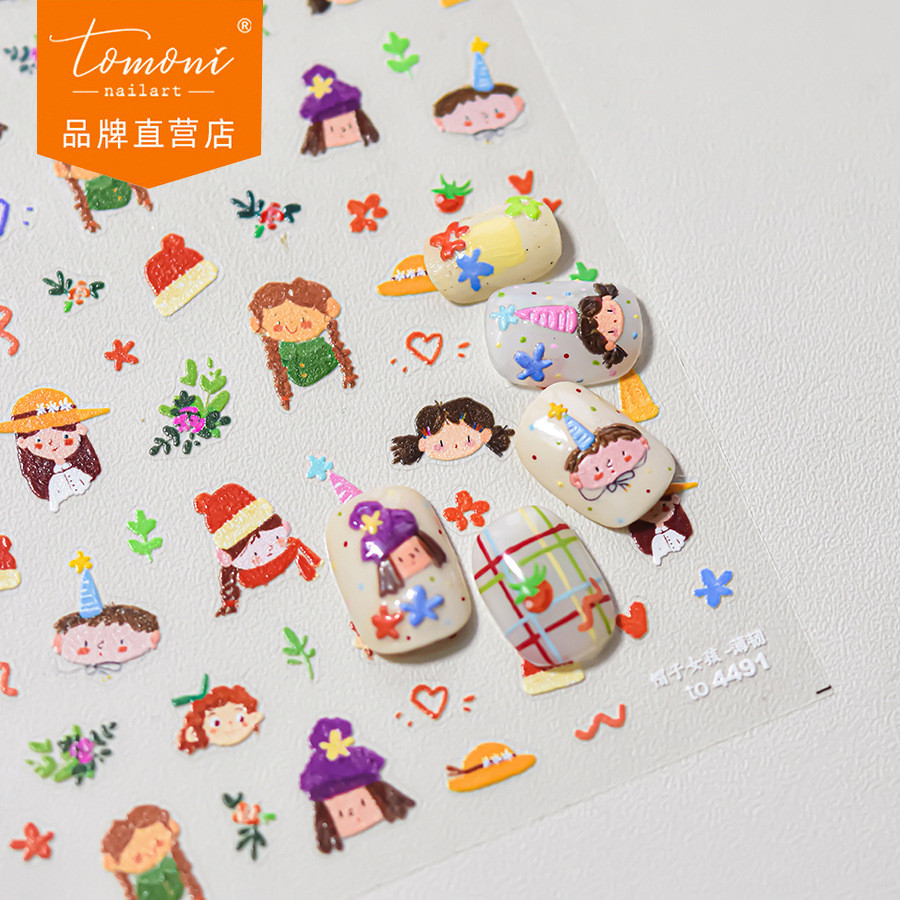 [Meow.sensei] Tomoni สติกเกอร์ทำเล็บแบบบางและเหนียวเครื่องเขียน DIY ระเบิดสติกเกอร์ติดเล็บย้อนยุคเห็ดกระต่ายเล็บสติกเกอร์เสริมเล็บ