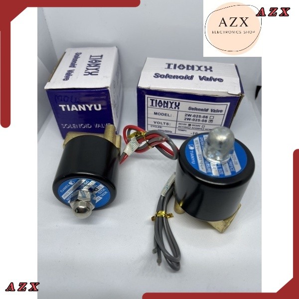 สต็อกไทย!!! โซลินอยด์วาล์ว 1/4"Solenoid Valve 220V ทองเหลือง 2W-025-08 แบบปกติปิด