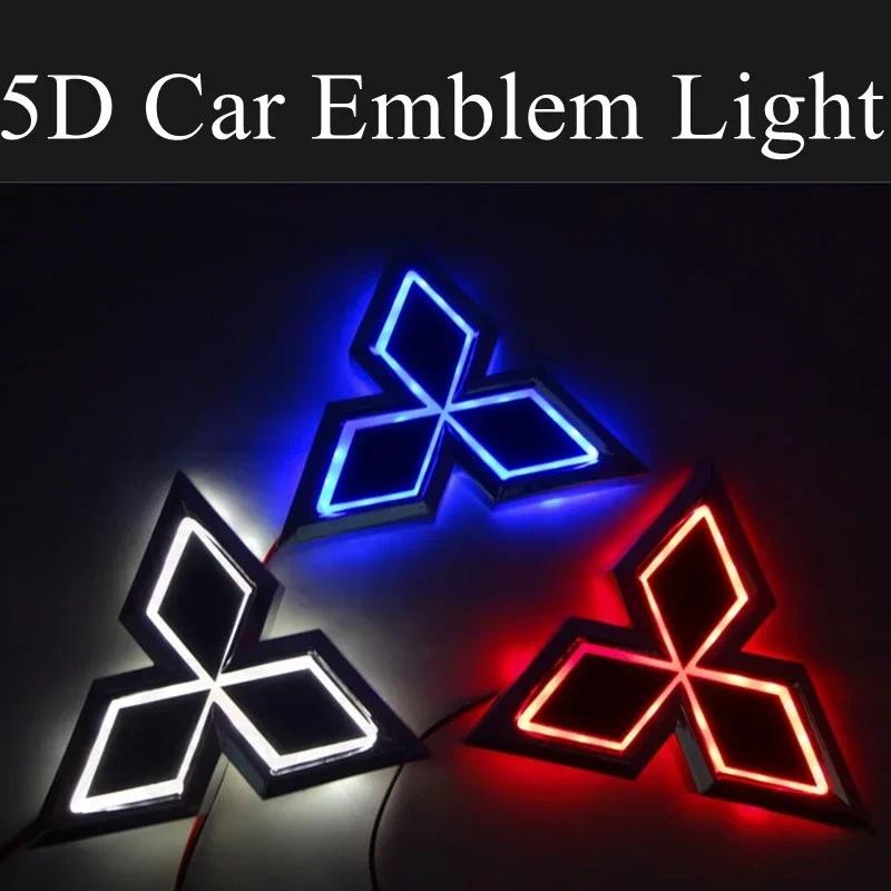 Mitsubishi 5D รถ LED ด้านหน้า Grille ด้านหลังโลโก้สัญลักษณ์สติกเกอร์สําหรับ ASX Ralliart Outlander Lancer Pajero Eclipse Galant