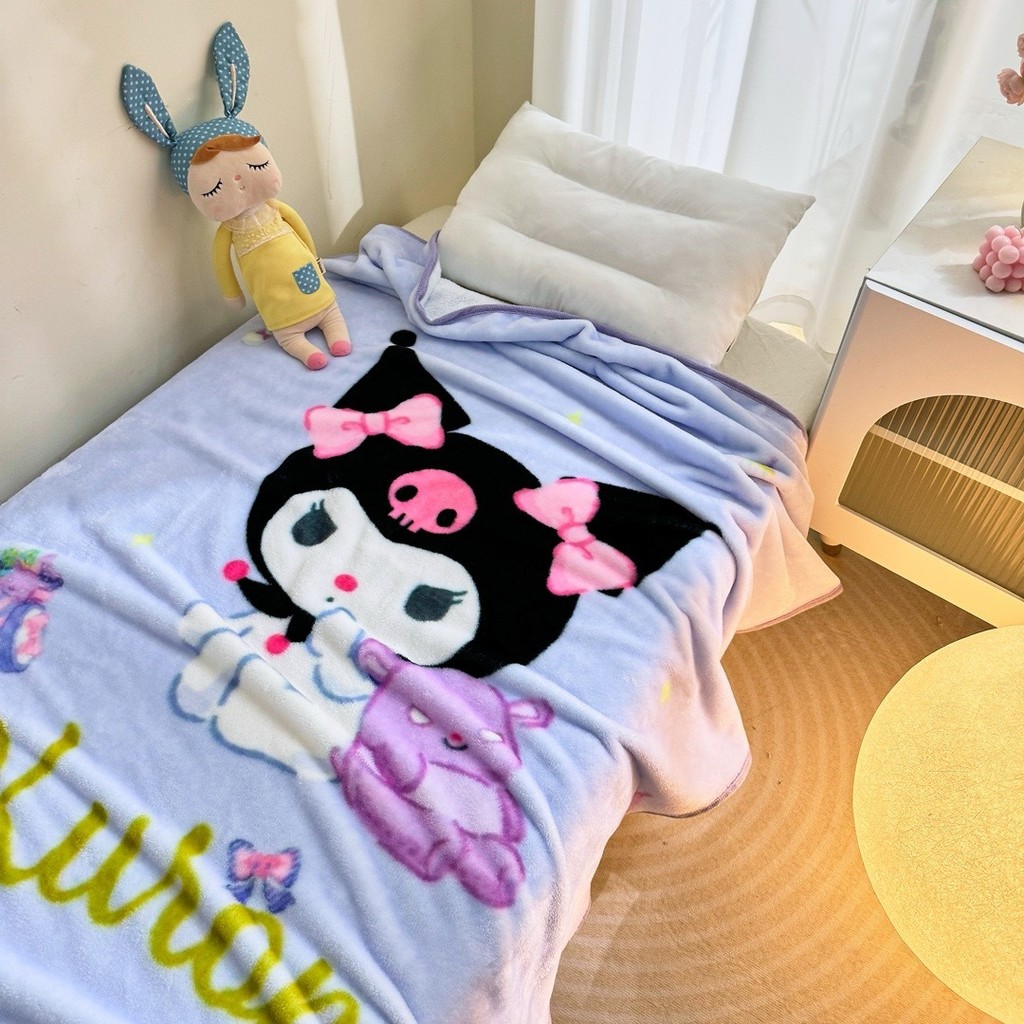 ผ้าห่มการ์ตูน คุโรมิ Hello Kitty ทํานอง สบายนมกํามะหยี่เด็กอนุบาลอาหารกลางวันสํานักงานพักกลางวันผ้าห่ม