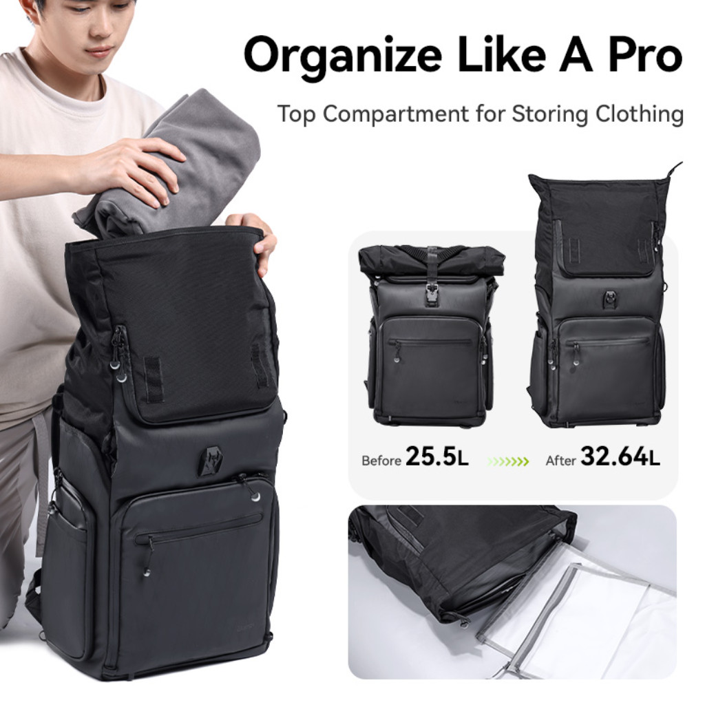 Ulanzi BT01 Camera Backpack กระเป๋ากล้องสะพายหลัง 32L สำหรับ DSLR Mirrorless เลนส์กล้อง อุปกรณ์เสริม