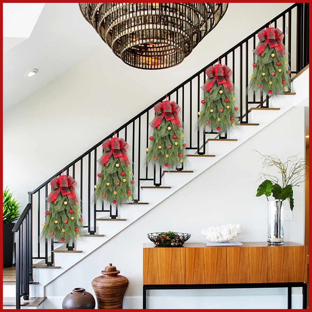 คริสต์มาส Swag พร้อม Bells 2024 ใหม่ Pine Swag Teardrop พวงหรีด Creative Swag พวงหรีดหน้าต่างตกแต่งค