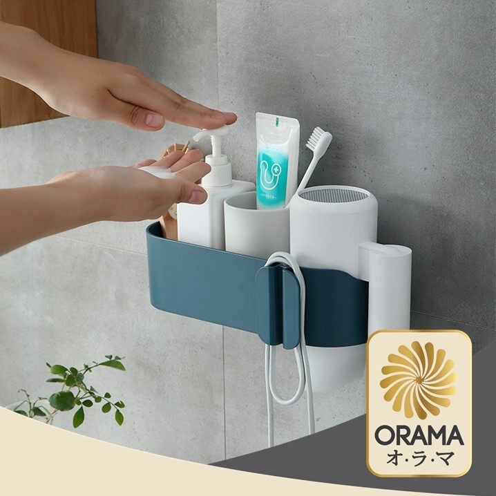 Orama ชั้นวางไดร์เป่าผม ชั้นวางของในห้องน้ำ V8 สามารถแขวนของได้ ติดผนัง ที่วางไดร์เป่าผม ที่แขวน ไม่