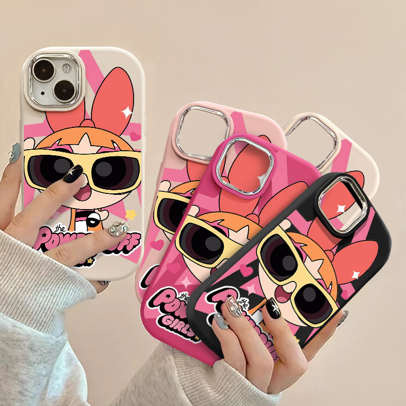 การ์ตูนสีเหลืองแว่นตากันแดดสาวเคสโทรศัพท์เข้ากันได้สําหรับ IPhone 15 14 13 12 16 Pro Max XR X/XS Max 7 8 Plus ความงามสูงมูลค่าน่ารัก Anti Drop ซิลิโคนนุ่มเคสโทรศัพท์