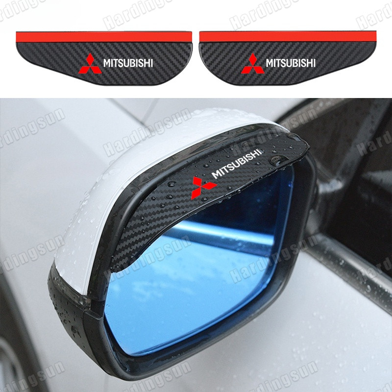 2pcs Mitsubishi คาร์บอนไฟเบอร์รถด้านหลังกระจก Rain คิ้วกันฝนสําหรับผจญภัย Xpander Delica Mirage G4 Lancer Pajero Sport Strada