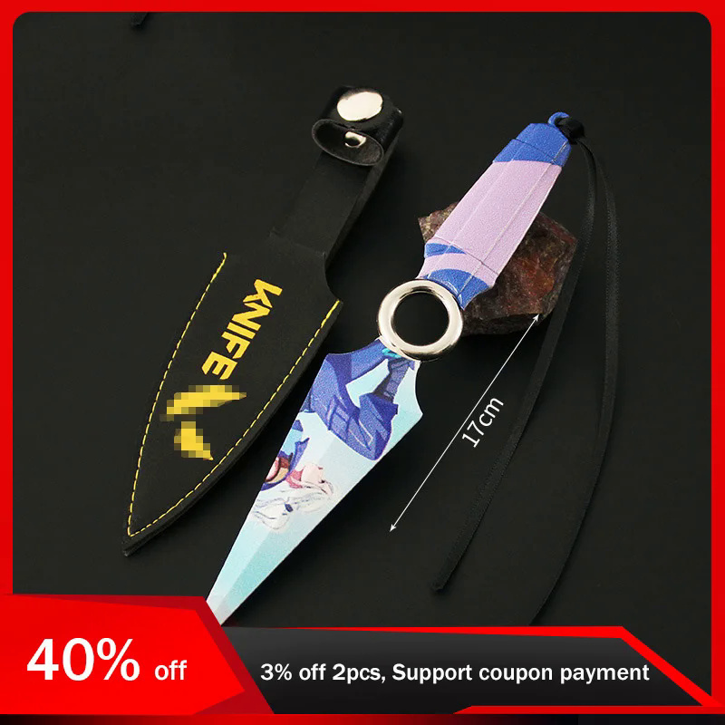 🚀 17cm Valorant Weapon JETT Kunai With Holster Weapon Model Knife Toy Sword Cosplay Metal Knive Weap