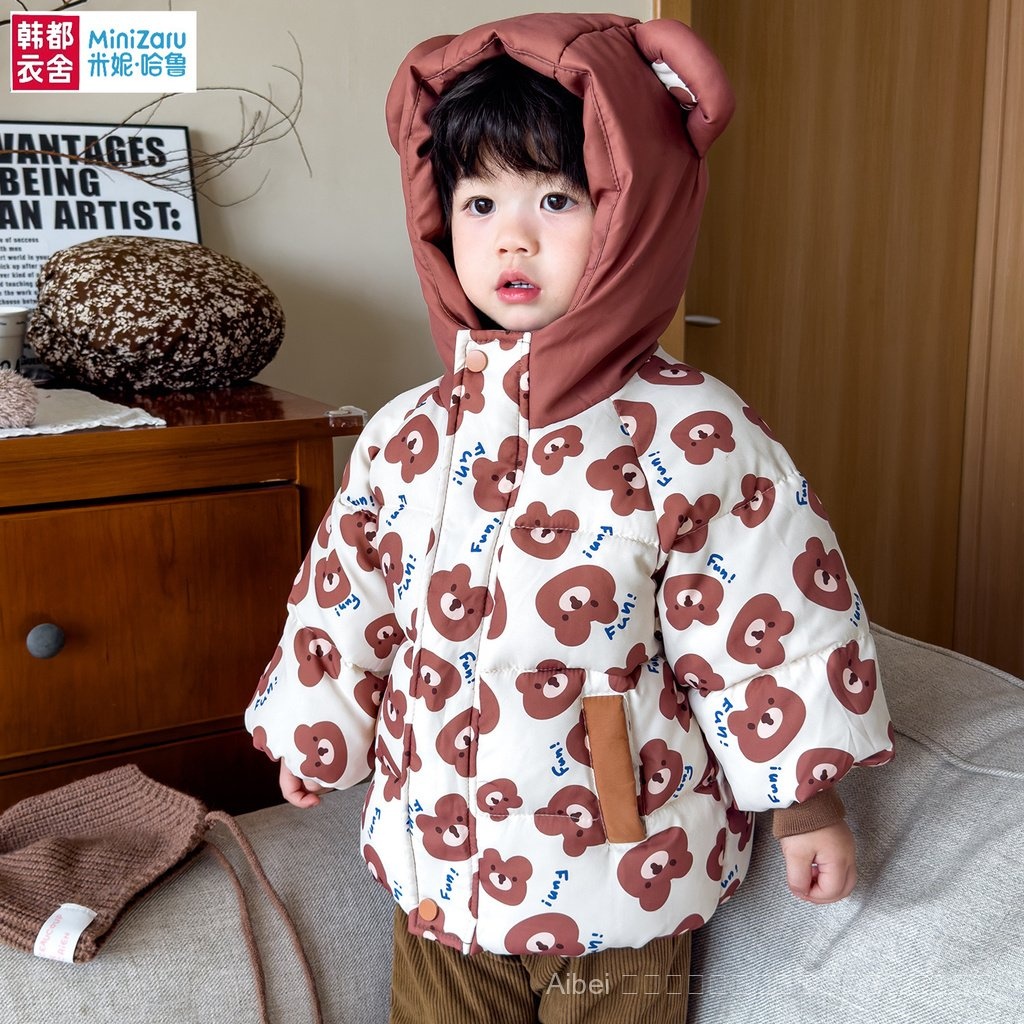 เสื้อผ้าฝ้ายกำมะหยี่สำหรับเด็กแจ็คเก็ตที่อบอุ่นสำหรับเด็กผู้หญิง F5HK Parka หนาเด็กผู้ชาย