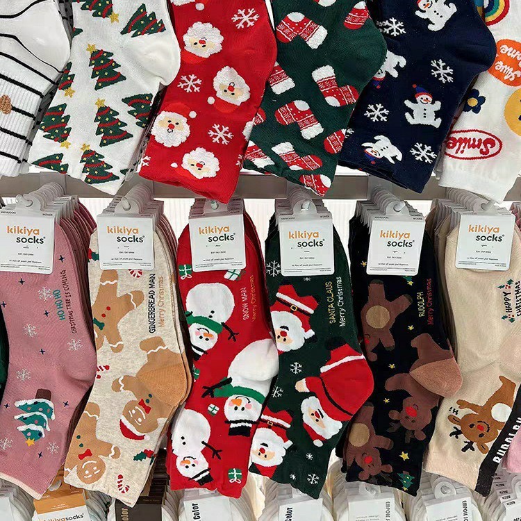 kikiya เกาหลี ผู้หญิง dongdaemun ตูน ซานต้า นักเรียน snowman midtube ถุงน่อง