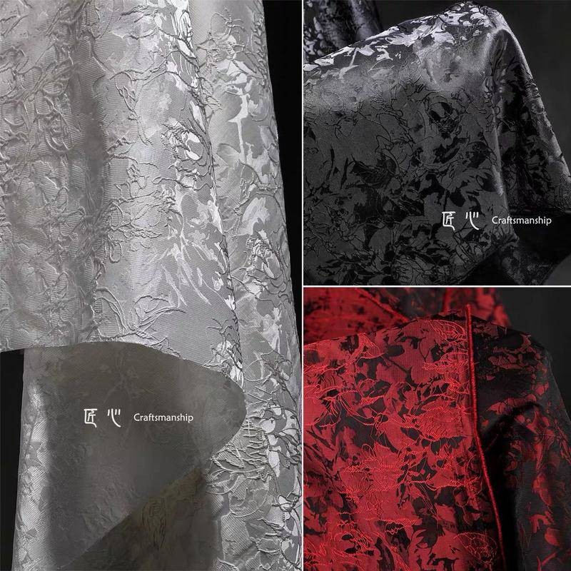 160*50ซม พืชเชิงเส้นผ้าแจ็คการ์ดสร้างสรรค์เนื้อปักเสื้อสูทกระโปรงตัดเย็บผ้าออกแบบ