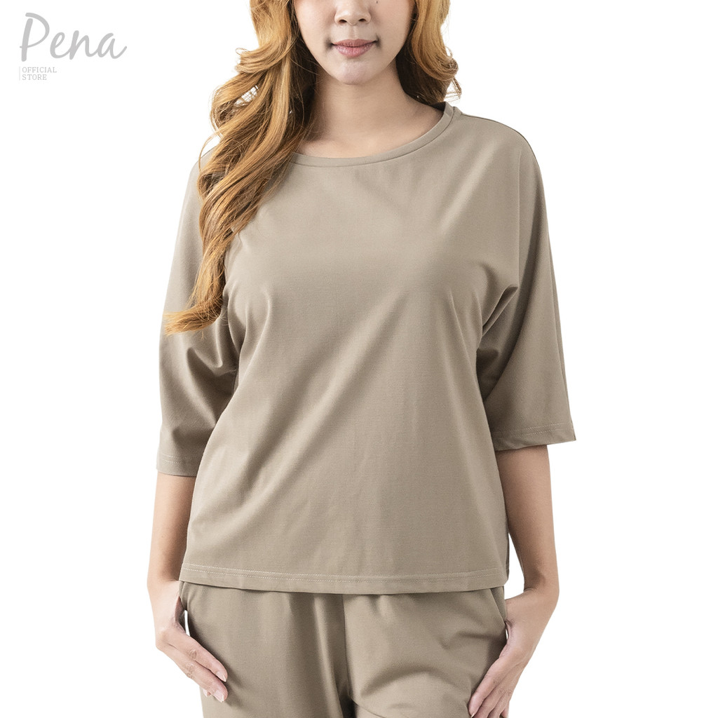 Pena house เสื้อยืดคอกลม แขนสามส่วน ผ้าพิมพ์ลาย POTL062401