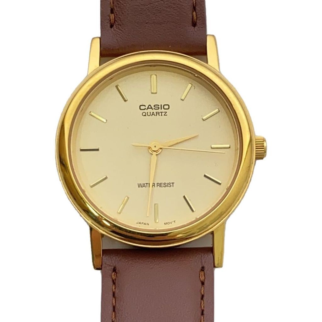 Casio Women's Watch Analog Leather GLD BRW MTP-1095 Direct from Japan Secondhand