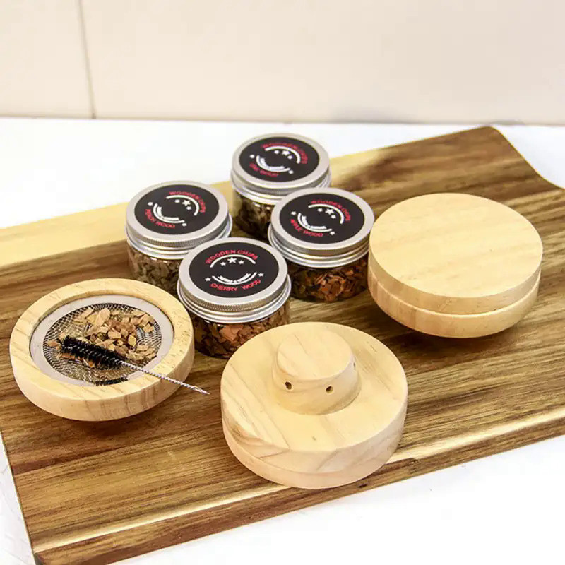 Wooden Cocktail Smoker Kit Whiskey Fruity Wood Chips Bartending Accessories Smoke Maker For Drinks K