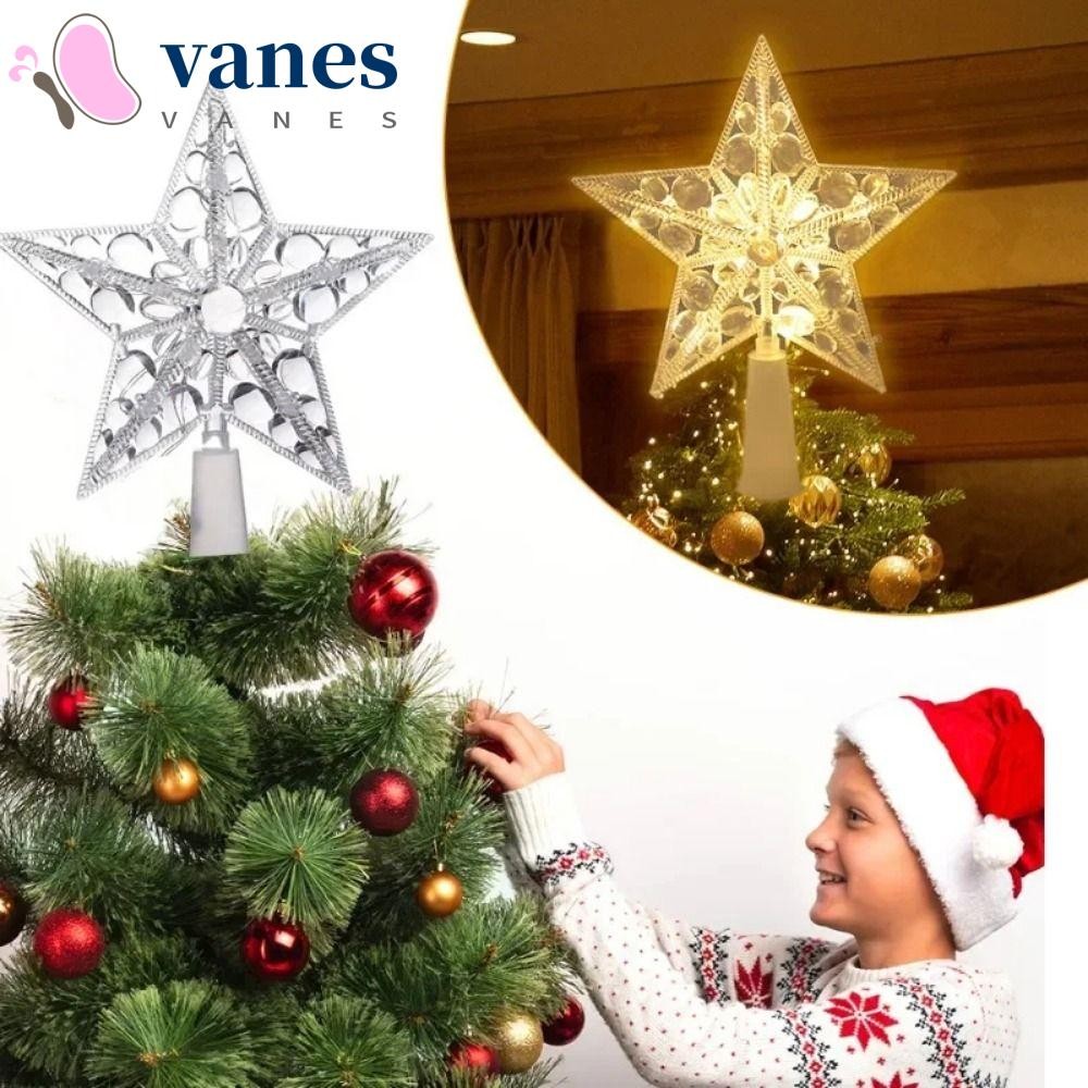 Vanes1 Christmas Star Tree Toppers, Warm/Colorful Light แบตเตอรี่ LED Lighted Star, เรืองแสงฝุ่นกันน้ําโปร่งใส Xmas Light เครื่องประดับ Merry ตกแต่ง