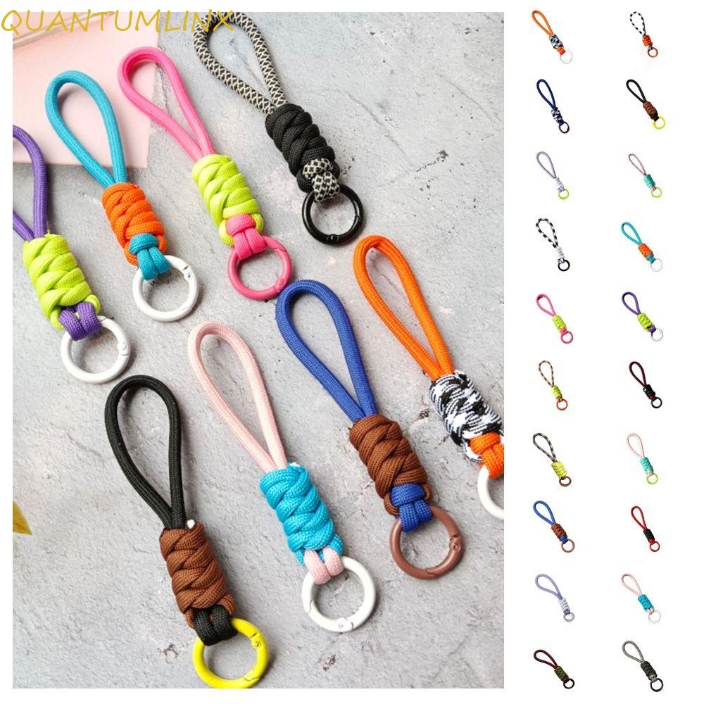 Quantuml พวงกุญแจเชือกถัก, นุ่ม Anti Lost สีสัน Knot จี้, แฟชั่น Creative Multicolor สายคล้องคอถักเชือกพวงกุญแจผู้ชาย