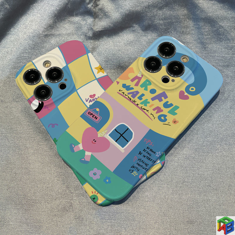ตรวจสอบความรักสีสําหรับ iPhone16/15promax เคสโทรศัพท์ ฟิล์ม iPhone11Promax 12/13Pro Max 14plus 7/8plus Xsmax เคสแข็ง