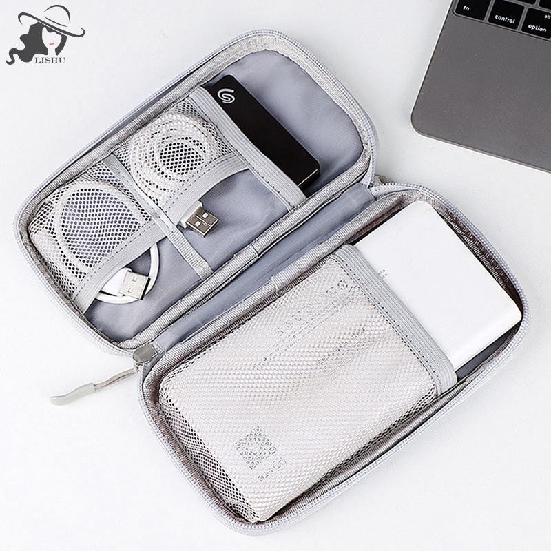 Lishu อิเล็กทรอนิกส์ดิจิตอล USB แบบพกพากระเป๋าเดินทางกระเป๋าอุปกรณ์เสริมกระเป๋าสําหรับสายไฟ Charger Power Hard Drive th