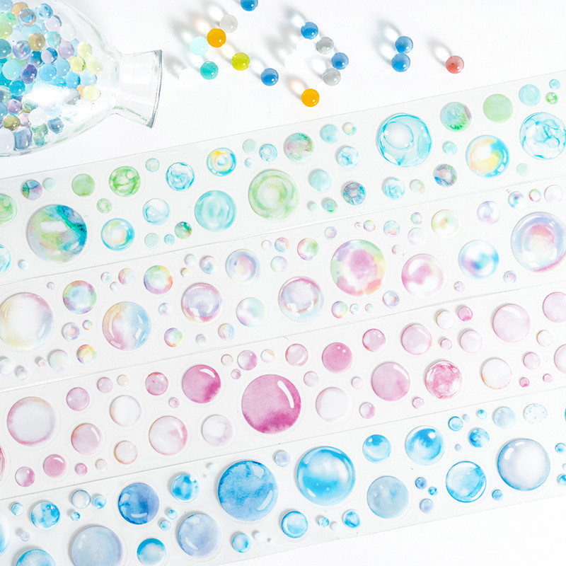 Mr.Paper 200cm/ม้วนเทปสัตว์เลี้ยง Fantasy สีสัน Bubble รูปแบบตัดฟรีภูมิทัศน์เทปเหมาะสำหรับ Hand ledger พื้นหลัง Collage DIY กรอบรูปการ์ดอวยพรถ้วยของขวัญตกแต่ง