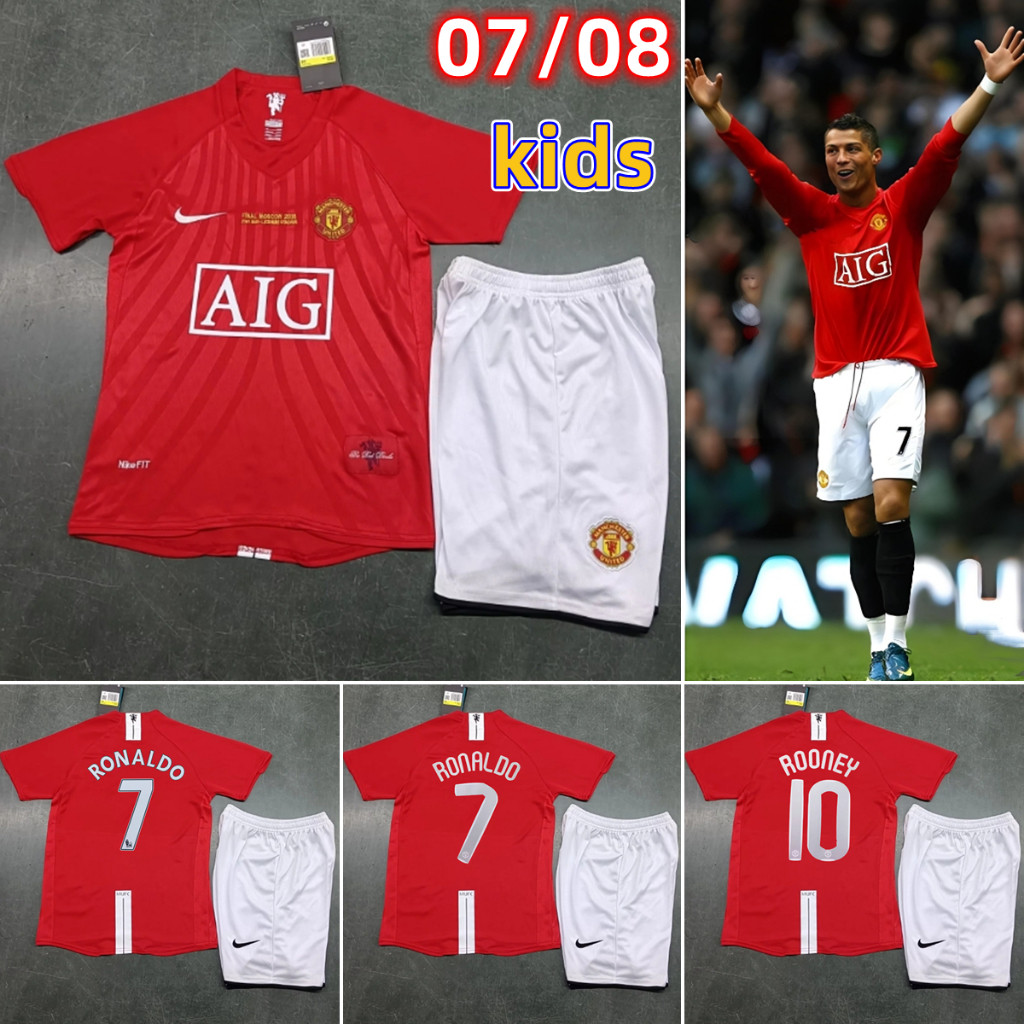 [ชุดเด็กย้อนยุค] 2007-2008 เสื้อฟุตบอลย้อนยุคสําหรับเด็กทีมแมนเชสเตอร์ยูไนเต็ด โรนัลโด้ เบอร์ 7