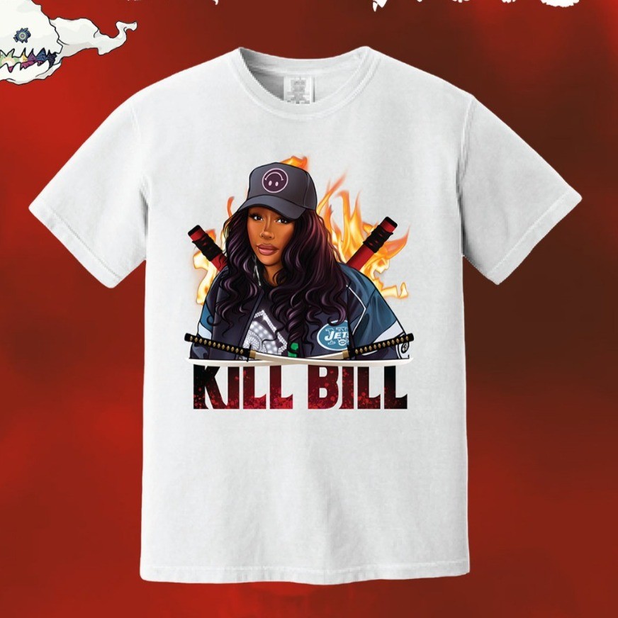 Sza KILL BILL print t-shirt เสื้อยืดผ้าฝ้ายแท้#2024fashion