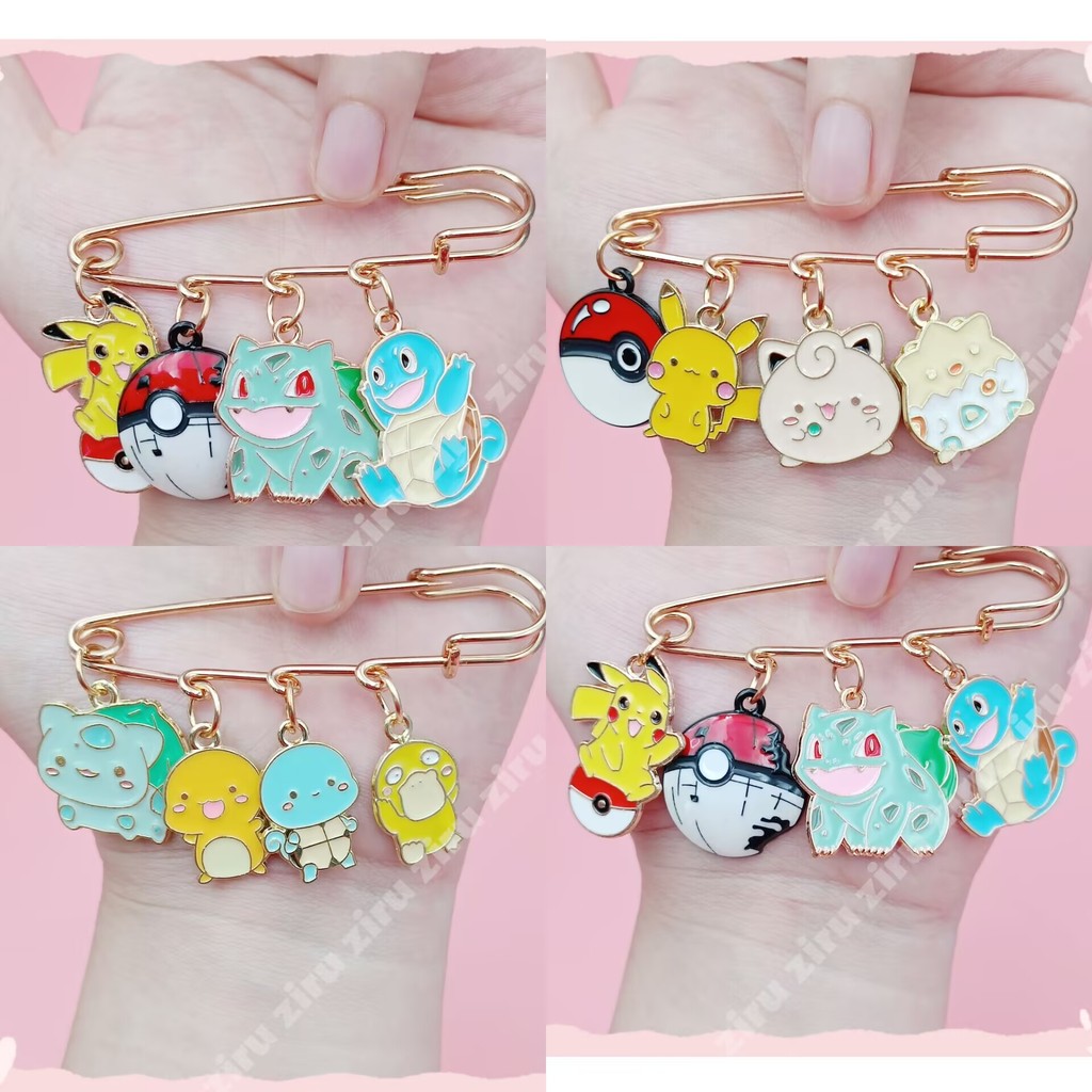 น่ารัก Pokemon Lapel Pin กระเป๋า Monster Enamel Pins Pikachu เข็มกลัด Bulbasaur เครื่องประดับตกแต่งของขวัญวันเกิดสําหรับเด็ก