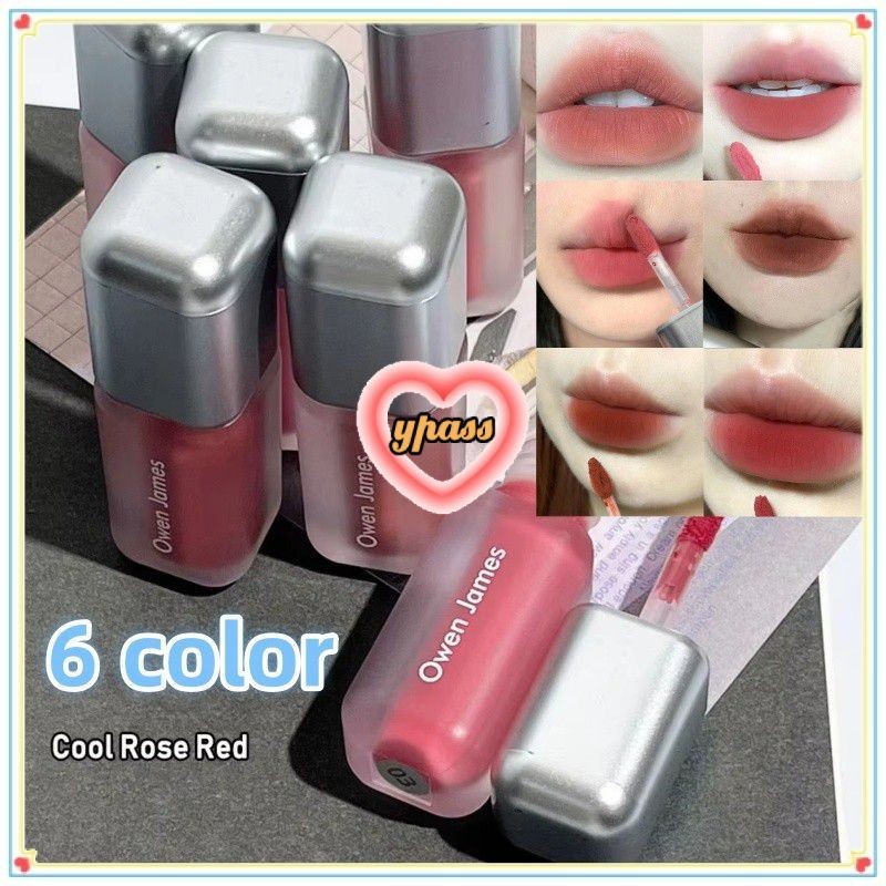 CYREAL Owen James ลิปสติกหลอดสีเงินเล็ก ลิปกลอสเนื้อแมทต์กำมะหยี่ ติดทนนาน ลิปมันสีขาว ลิปกลอสสำหรับ