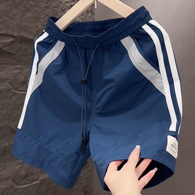 กางเกงขาสั้นผู้ชาย สไตล์เกาหลี ลายเย็บปะติ๊ดปะต่อกัน ทรงหลวม สบายๆ