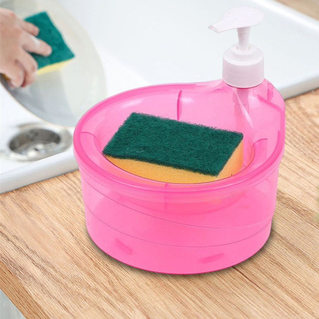 ชุดฟองน้ําจ่ายน้ํายาล้างจาน-การออกแบบรีฟิลที่ทนทาน-กล่องเต้าเสียบน้ํายาทําความสะอาด 2 ใน 1 - รูปที่ 2