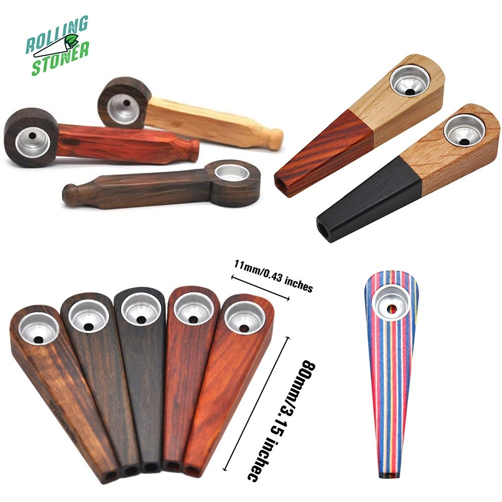 1 Pcs Rainbow/Brown 420 Mini Wood Pipe
