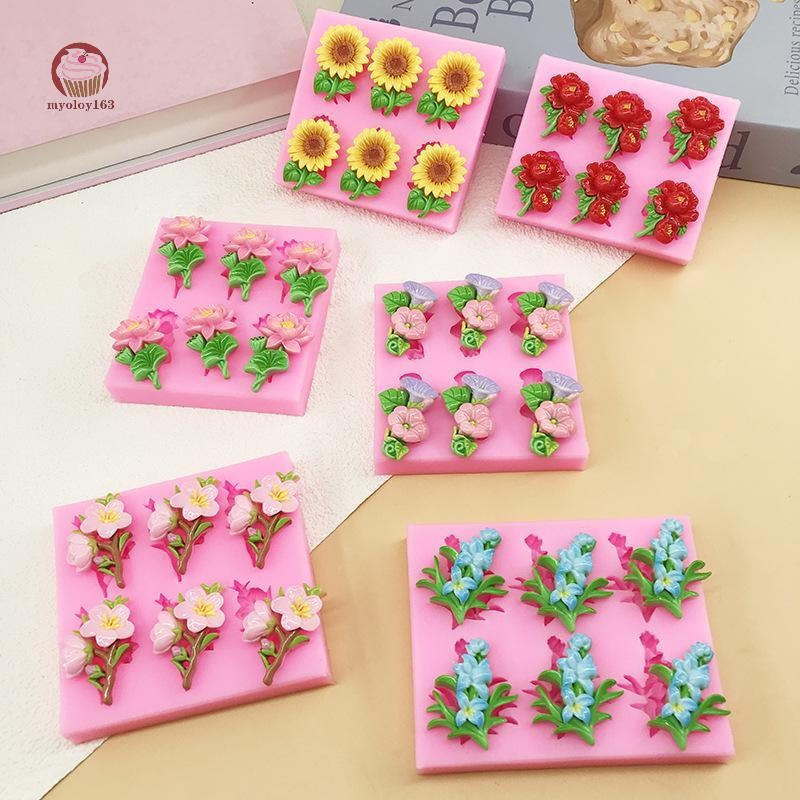 Myoloy Lotus/ดอกทานตะวัน/Plum Blossomแม่พิมพ์ซิลิโคนดอกไม้Fondantเค้กตกแต่งเครื่องมือช็อกโกแลตGumpasteสบู่แม่พิมพ์เบเกอรี่เครื่องมือTH