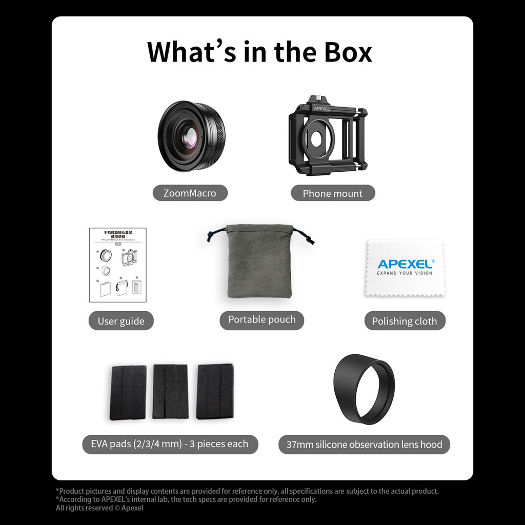 [2025 Super Sale]APEXEL APL-ZM100 เลนส์มาโครสากลสําหรับโทรศัพท์อลูมิเนียมอัลลอยด์ 10X-20X การขยาย F1
