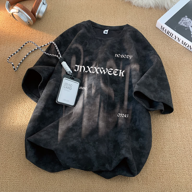 EERSHENSHI เสื้อยืดมัดย้อมอเมริกันสําหรับผู้ชาย, ฤดูร้อนอินเทรนด์ High-Street Loose Fit แขนสั้นด้านบน